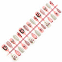 Pink bow striped Christmas oval press-on nails complete supplier set