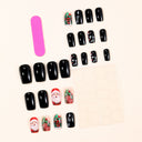 Black Santa and Christmas tree short square nails — supplier