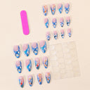 Blue koi fish and daisy almond nails — supplier