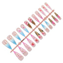 Pink blue floral leopard coffin press-on nails complete supplier set