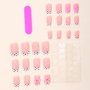 Pink flower and black polka dot French square nails — supplier