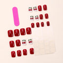 Ruby red glitter cherry short square nails — supplier