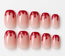 Nude red drip French square press-on nails