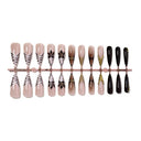 Neutral zebra floral coffin press-on nails complete supplier set