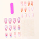 Original supplier image of pastel pink floral lace almond press-on nails