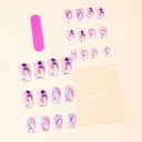 Pastel pink aqua and purple gold marble square press-on nails – original supplier design