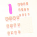 Supplier view of peach shimmer pale pink French short square nails