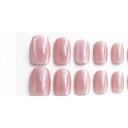 Pearl pink shimmer square press-on nails