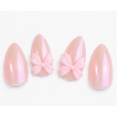Pearlescent pink bow almond press-on nails