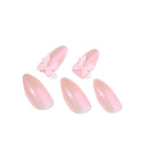 Pearlescent pink bow almond press-on nails complete supplier set