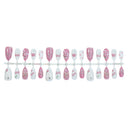 Pink cherry rhinestone square press-on nails complete supplier set