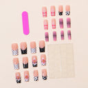Pink floral mixed polka dot square press-on nails – original supplier design