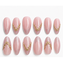 Pink gold accent almond press-on nails