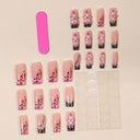 Supplier view of pink floral leaf and black polka dot square nails