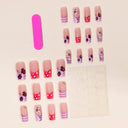 Pink and lilac floral polka dot square press-on nails complete supplier set