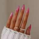 Pink shimmer almond press-on nails complete supplier set