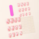 Supplier view of blush pink short square nails with pink and white blossoms