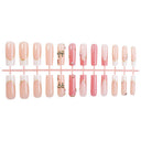 Pink white French bow square press-on nails complete supplier set