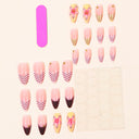 Original supplier photograph of pink yellow floral polka dot French almond nails