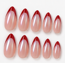 Red French almond press-on nails