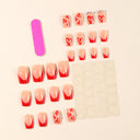 Supplier view of red French outlined heart crystal square nails