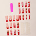 Original supplier photo of red ombre Santa and reindeer Christmas square nails