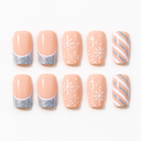 Silver glitter snowflake square press-on nails