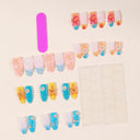Supplier view of mixed tropical floral starfish and shell almond nails