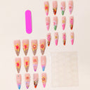 Multicolour tropical floral tiger print stiletto press-on nails complete supplier set