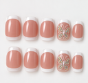 White French rhinestone butterfly square press-on nails