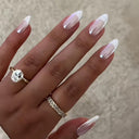 White pearl French almond press-on nails complete supplier set